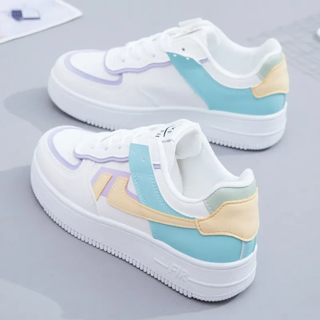 Sapatos de corrida casuais planos com cordões elegantes, tênis de corrida confortáveis de sola grossa, dedo do pé redondo, respirável, resistente ao desgaste