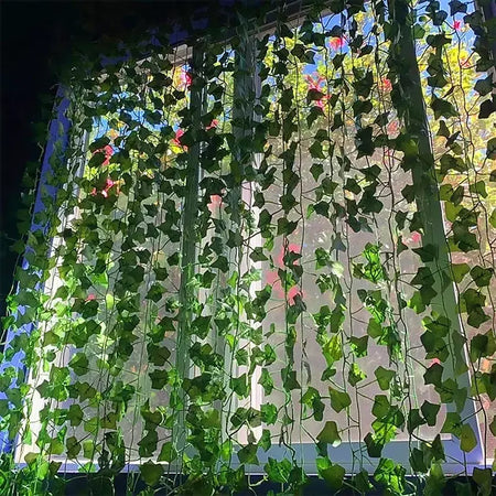 Folha de hera verde artificial rattan trepadeira folhas videira pendurado guirlanda diy flores falsas plantas para jardim festa de casamento decoração de casa