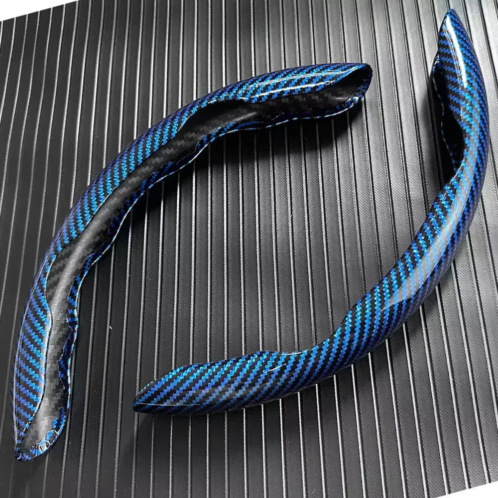 2 pçs laser de fibra de carbono silicone capa de volante do carro 1k micro fibra couro pvc roda impulsionador capa antiderrapante universal