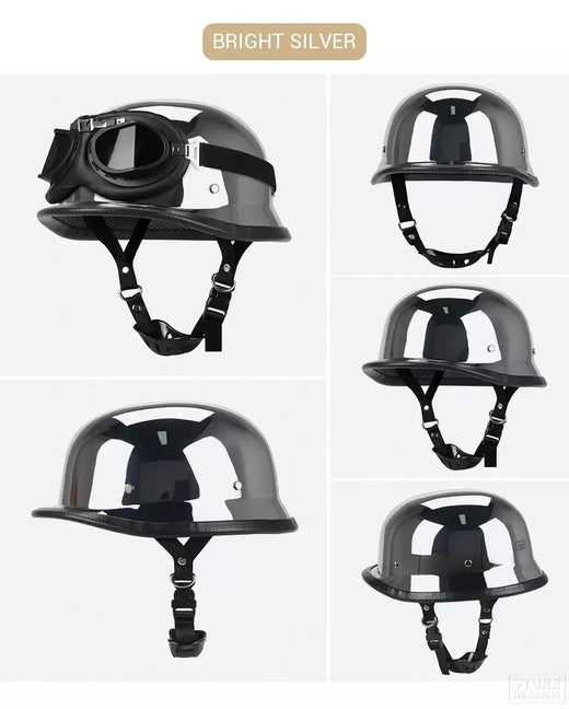 Motocicleta meio capacete de couro alemão capacete do vintage casco moto motocicleta rosto aberto capacete motociclista piloto dot certificação S-XXL