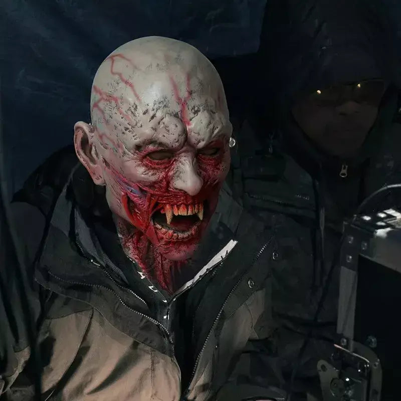 Máscara de vampiro zumbi realista máscara sangrenta látex rosto cheio traje de terror para halloween cosplay festa vestir-se acessório