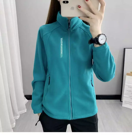 Casacos de lã tamanho grande para mulheres, cardigã quente, roupas esportivas casuais ao ar livre, caminhadas, jogging, ioga, jaquetas femininas, inverno, primavera