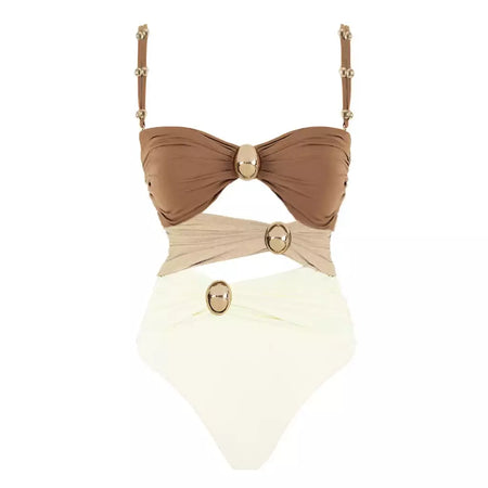 Fato de banho feminino em X, roupa de praia estilo coreano de 1 peça, maiô de verão, biquíni novo, 2024