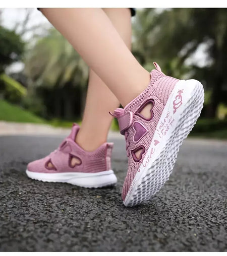 Meninas sapatos casuais luz malha tênis crianças verão primavera outono tenis bonito esporte dos desenhos animados feminino correndo meia calçado