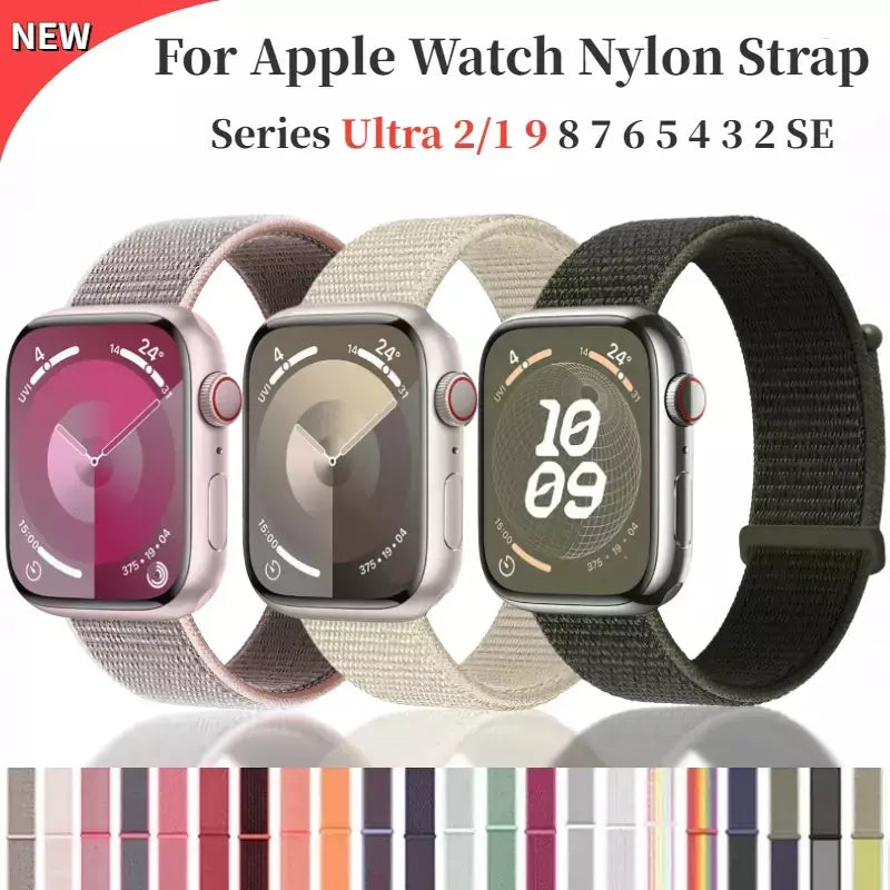 Pulseira de Nylon Respirável para Apple Watch, Alça de Substituição, Ultra 2 1, 49mm, Série 9, 8, 7, 6, 5, 4, 3, SE, 44mm, 45mm, 41 milímetros, 44 milímetros