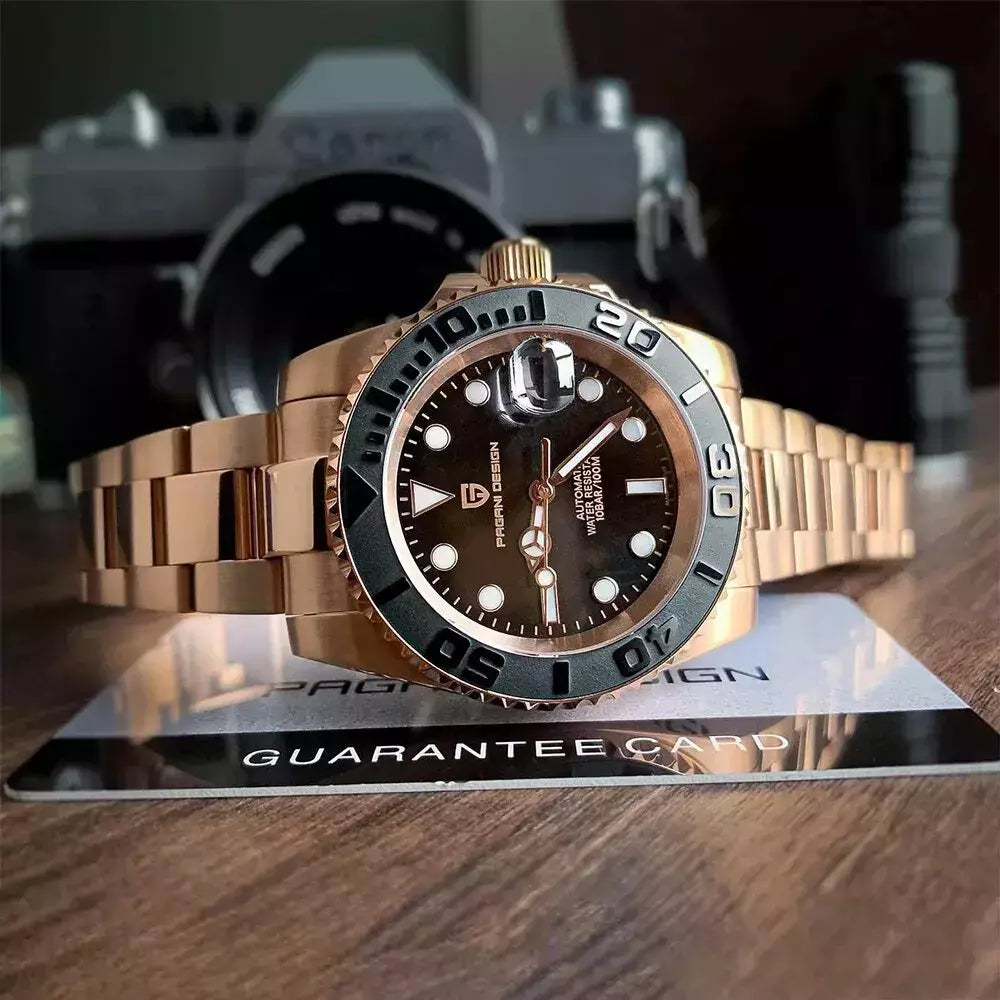 Pagani design esportes masculino relógio de pulso mecânico safira luxo relógio automático para homem aço inoxidável à prova dwaterproof água