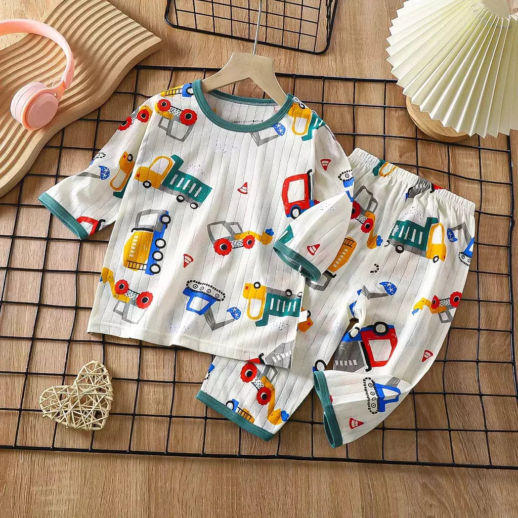 Conjunto de pijamas de manga comprida infantil, Seção fina, Roupa de bebê, Roupa doméstica, Meninos, Meninas, Crianças, Verão, Novo, 2022