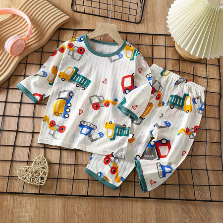 Conjunto de pijamas de manga comprida infantil, Seção fina, Roupa de bebê, Roupa doméstica, Meninos, Meninas, Crianças, Verão, Novo, 2022