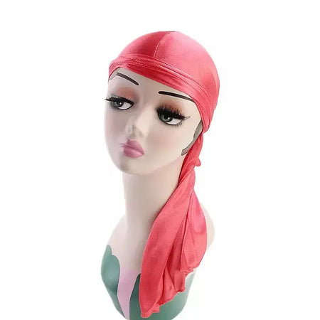 Elasticidade baotou boné faixas de cabelo simulação sedosa durag cauda longa chapéu pirata bandana turbante para crianças criança fita acessórios
