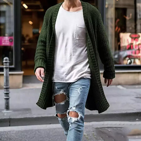Cardigã de malha de algodão masculino, suéteres finos de manga comprida, outwear masculino monocromático, casaco quente, moda casual, novo, outono, inverno