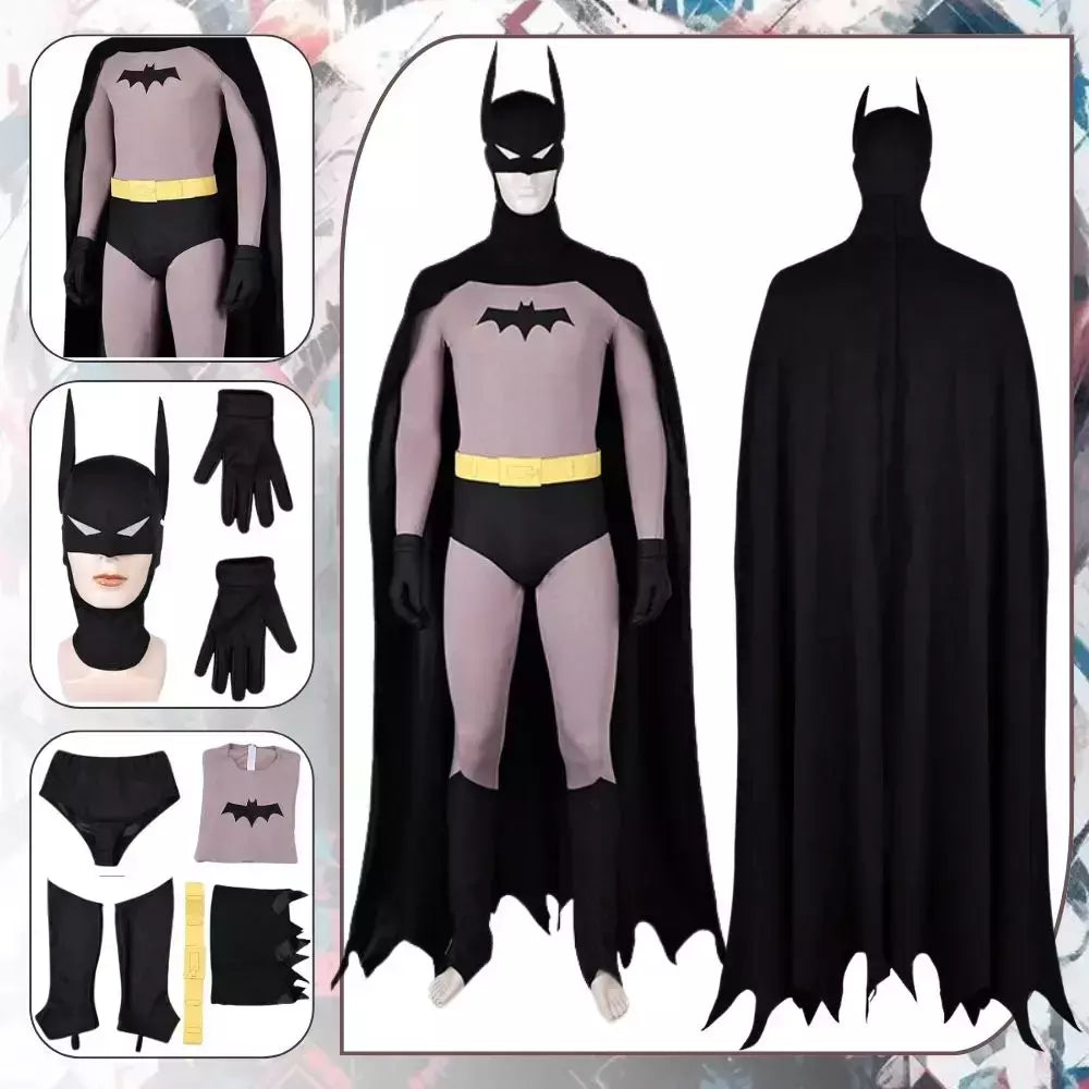Morcego masculino cosplay traje bruce super-herói disfarce para homem adulto macacão manto máscara de morcego bodysuit halloween carnaval festa roupas