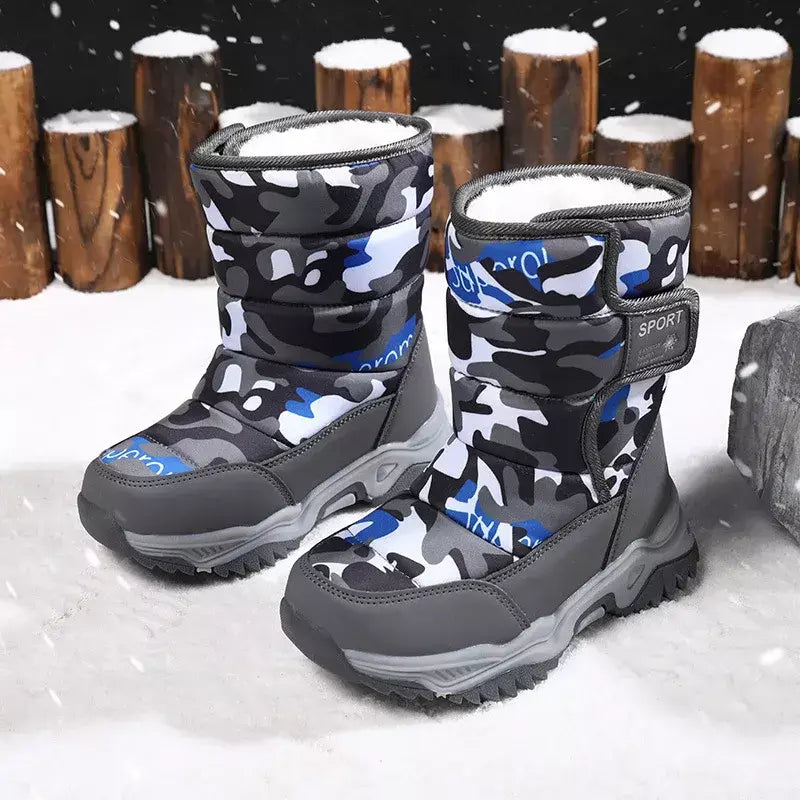 2023 inverno crianças sapatos de pelúcia tecido impermeável antiderrapante sapatos da menina sola de borracha botas de neve moda quente botas ao ar livre