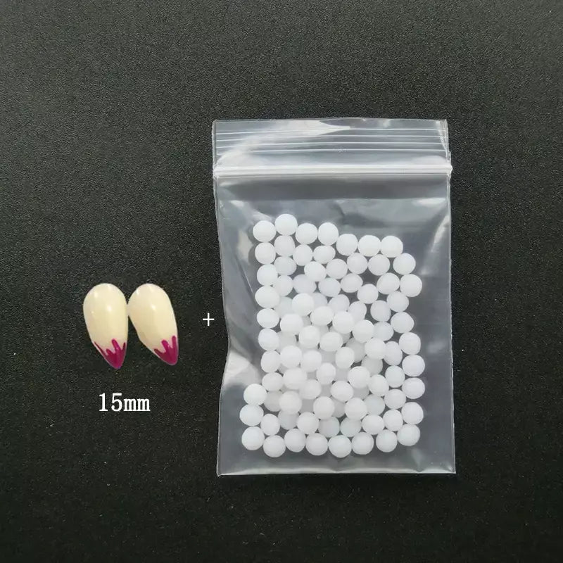 1 par de dentes de vampiro para halloween, presas para dentaduras, adereços para festa, fantasia diy, adereços para cosplay, dentes falsos, presas de resina com cola sólida