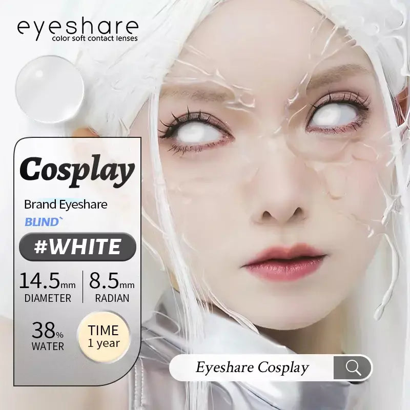 Eyeshare 1 par cosplay lentes de contato coloridas brancas lentes de contato vermelhas anime lentes de olho preto halloween beleza maquiagem lentes