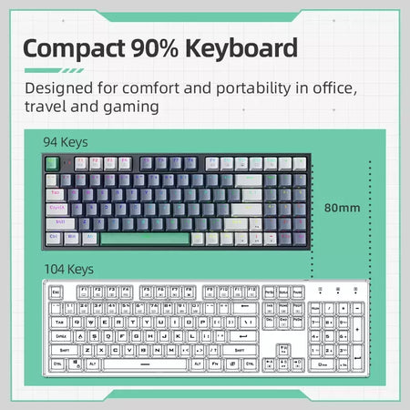 Machenike-K500 Teclado mecânico para jogos, Teclado com fio, Hot Swappable, 94 teclas, RGB Light, Mac, Windows