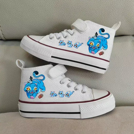 Novas crianças sapatos de lona de alta qualidade meninas sapatos kpop demônio caçadores crianças sapatos de placa branca estudante correndo tênis sapatos brancos