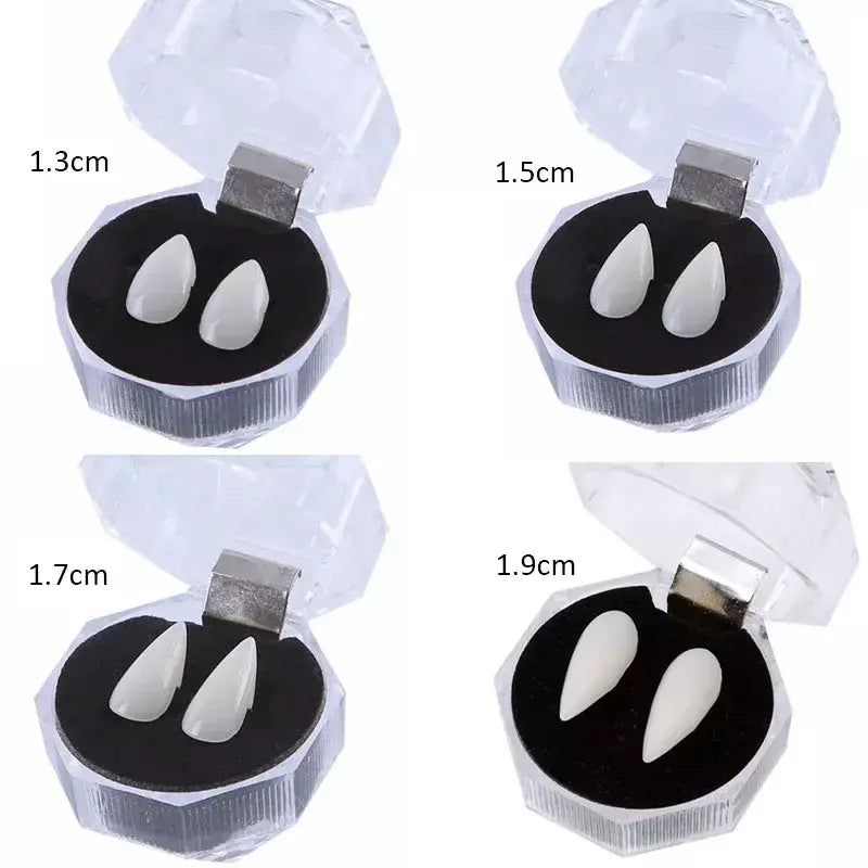Dentes de vampiro presas dentaduras adereços traje de halloween adereços dentes falsos cola sólida adesivo dentadura decoração de festa de halloween
