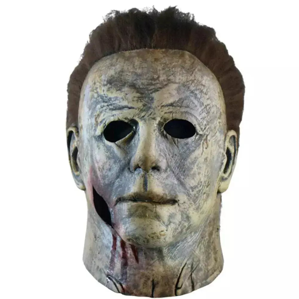 Máscara de látex masculina Michael Myers, rosto cheio, rímel, Rave Cosplay, filmes, brinquedos complicados, terror, fantasias extravagantes, máscara de terror