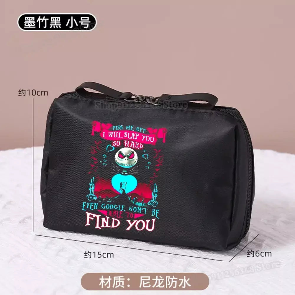 O pesadelo antes do natal saco de maquiagem figura dos desenhos animados jack skellington bolsa sacos cosméticos disney compõem casos organizadores