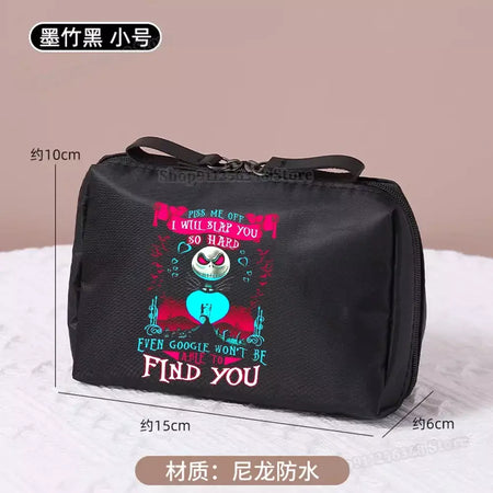 O pesadelo antes do natal saco de maquiagem figura dos desenhos animados jack skellington bolsa sacos cosméticos disney compõem casos organizadores