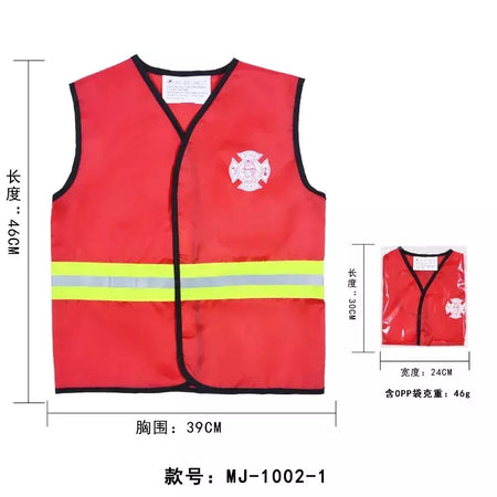 Conjunto de fantasia de bombeiro, chapéus e coletes, suprimentos para festa temática de bombeiro, fantasia para crianças, aniversário, dia das bruxas, vestido, suprimentos para festa