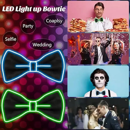Suspensórios de led iluminados masculinos, gravata borboleta unissex, calças elásticas ajustáveis, suspensório iluminado com led para festival de música, festa de fantasia