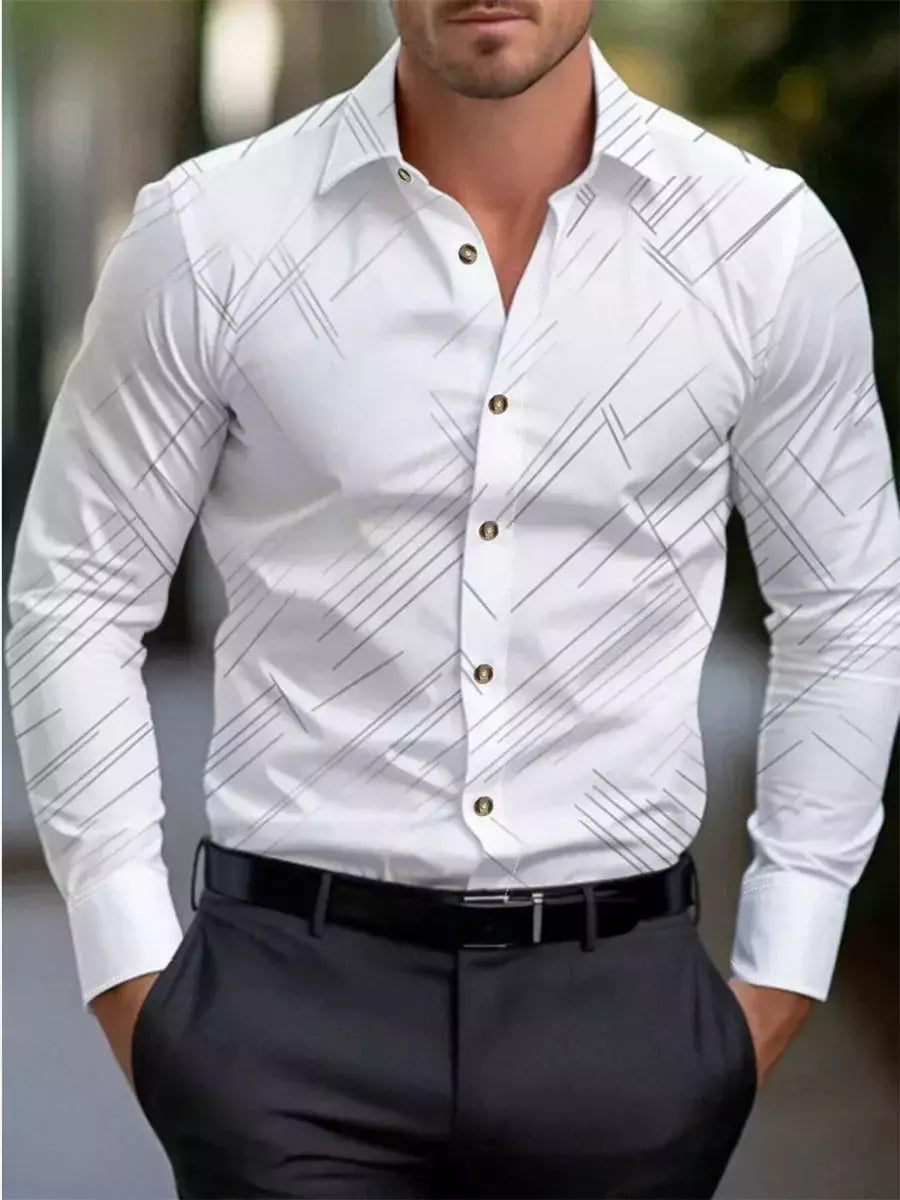 Camisa casual padrão meteoro de colarinho de botão masculino, macio e confortável blusa esportiva, tamanho XS-6XL, moda, novo