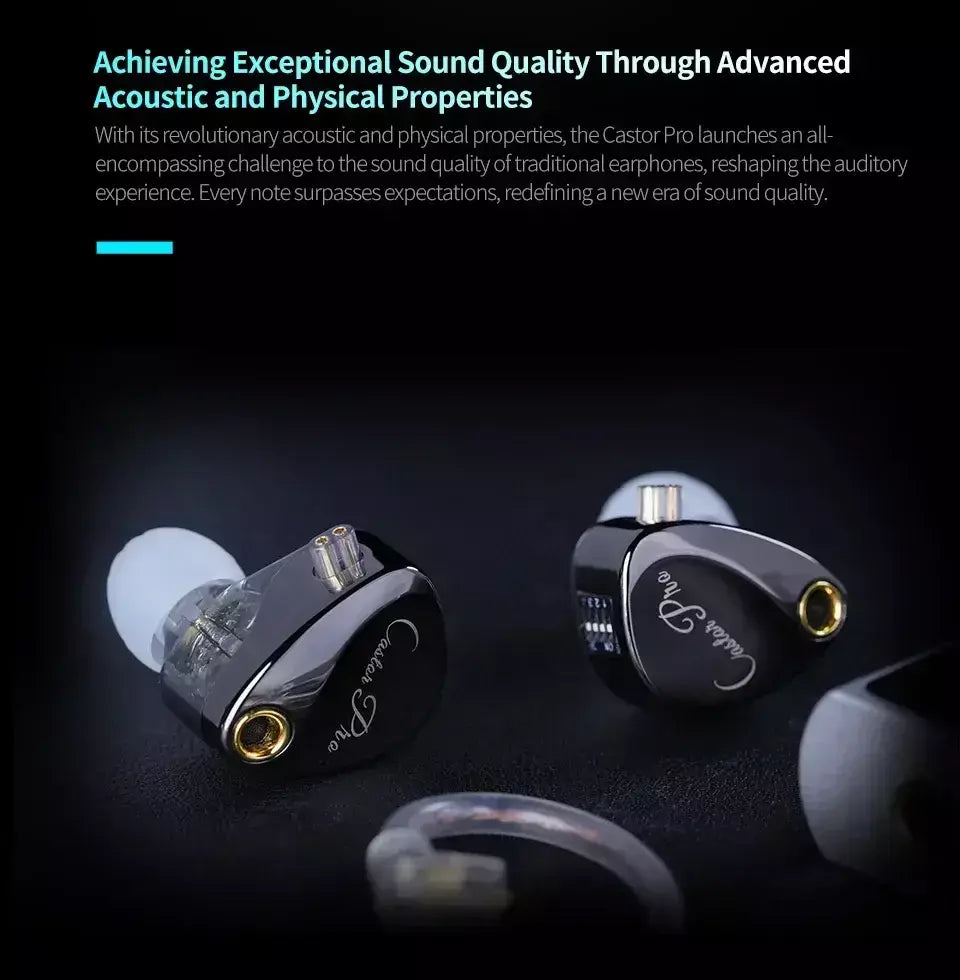 KZ Castor PRO Fone de ouvido intra-auricular HiFi Bass Dinâmico Fones de ouvido sintonizáveis de última geração Harman Target com fones de ouvido de graves aprimorados