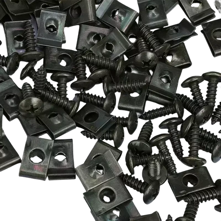 Parafusos auto-roscantes, clipe de fixação de metal para carro, motocicleta, tipo u, clipe com parafuso, proteção antiferrugem, kit de folha de ferro
