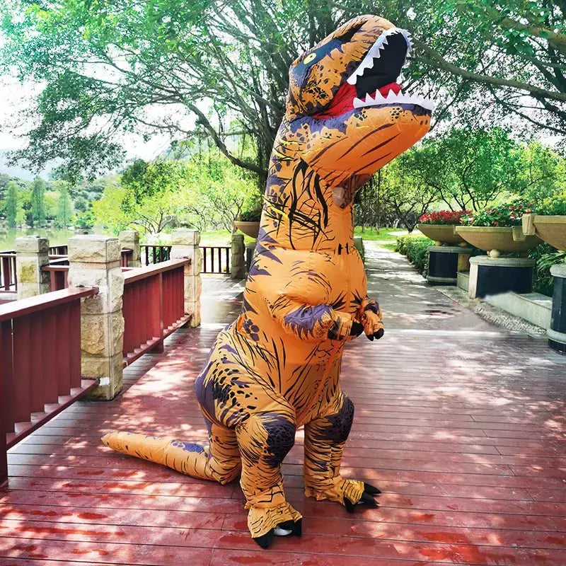 Adulto crianças trajes de dinossauro inflável terno vestido anime festa cosplay carnaval purim traje de halloween para homem mulher
