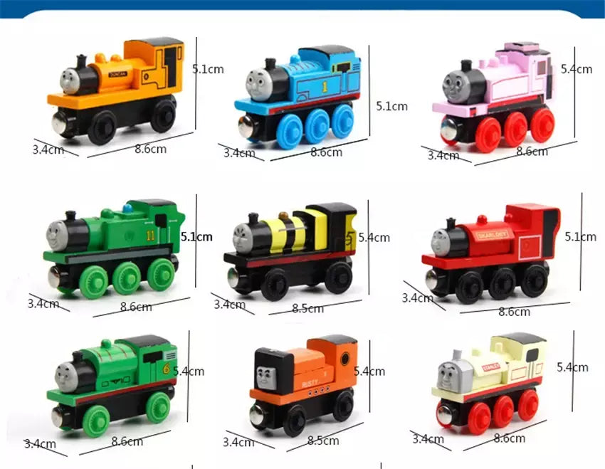 10 pçs/set trens de madeira magnética brinquedos pista veículo ferroviário locomotiva de madeira modelo de transporte para thomaing trem brinquedo presente crianças