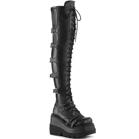 Cunhas botas longas para mulheres outono inverno sobre o joelho botas cosplay plataforma alta botas femininas novo salto alto gótico botas altas