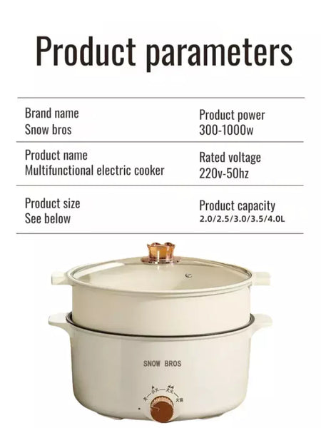 Pote de cozinha elétrico para dormitório estudantil, uso doméstico, panela quente multifuncional, panela elétrica pequena integrada, frigideira antiaderente