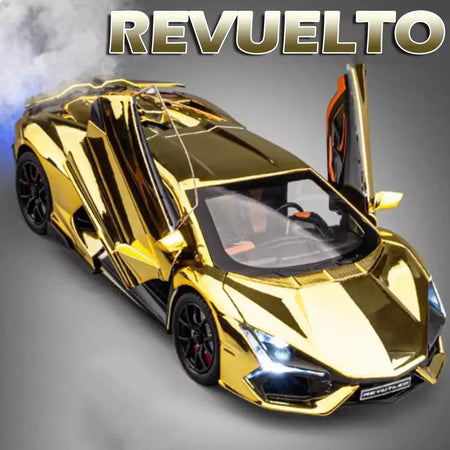 1:24 escala revuelto modelo em miniatura brinquedo carros esportivos liga diecast supercars som luz portas abertas puxar para trás para crianças presentes