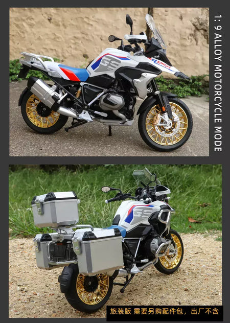 1/9 r1250 gs adv liga de corrida motocicleta diecasts rua esportes motocicleta modelo simulação com luz coleção crianças brinquedos presente