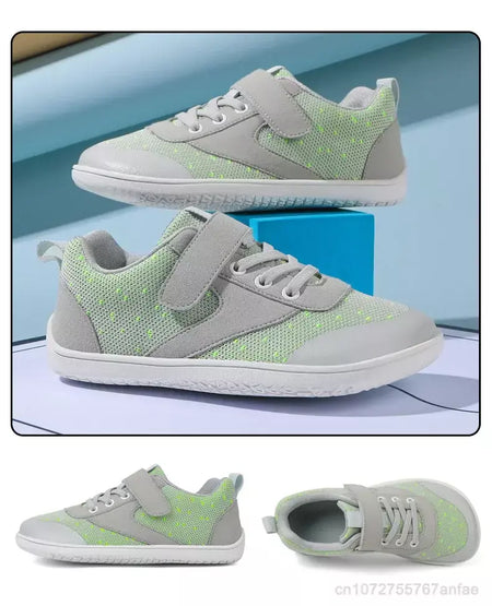 Novos meninos meninas tênis crianças largas sapatos descalços naturalmente spracam sapatos da criança pequena grande criança