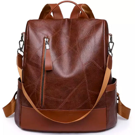 Bolsa de ombro antiroubo de couro macia para mulheres, mochila de moda simples, designer de grande capacidade, alta qualidade, nova, 2023