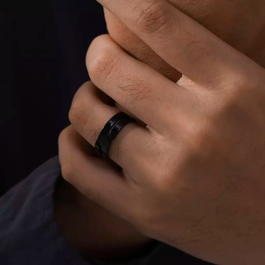 Skyrim anel de aço inoxidável para homens mulheres preto minimalista casual anéis de dedo 2025 casal jóias presente de casamento para amante