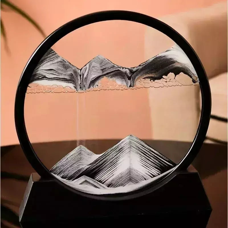 3D Moving Sand Art Picture, Vidro Redondo, Sandscape Do Mar Profundo, Ampulheta, Artesanato Fluindo, Pintura Em Areia, Escritório, Decoração De Casa, Presente