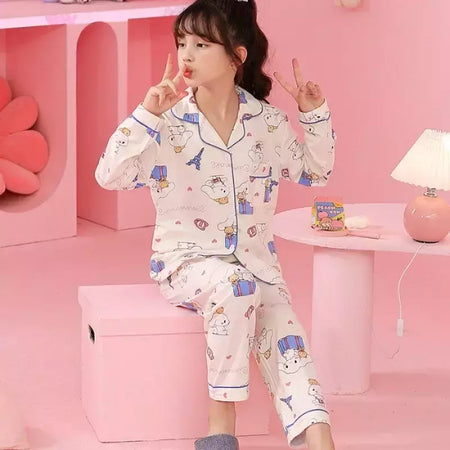 Sanrio Cinnamon Kuromi Pijama infantil, pijama solto, cardigã casual, manga longa, minha melodia, roupas de anime kawaii, gola aleta