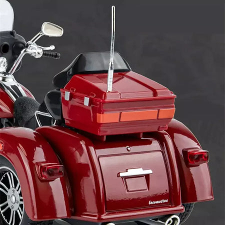 CVO-Tri Glide Alloy Motorcycle Model for Kids, Três Rodas, Cruzeiro, Viagem, Diecast, Lazer na Rua, Luz Sonora, Presente, 1:9