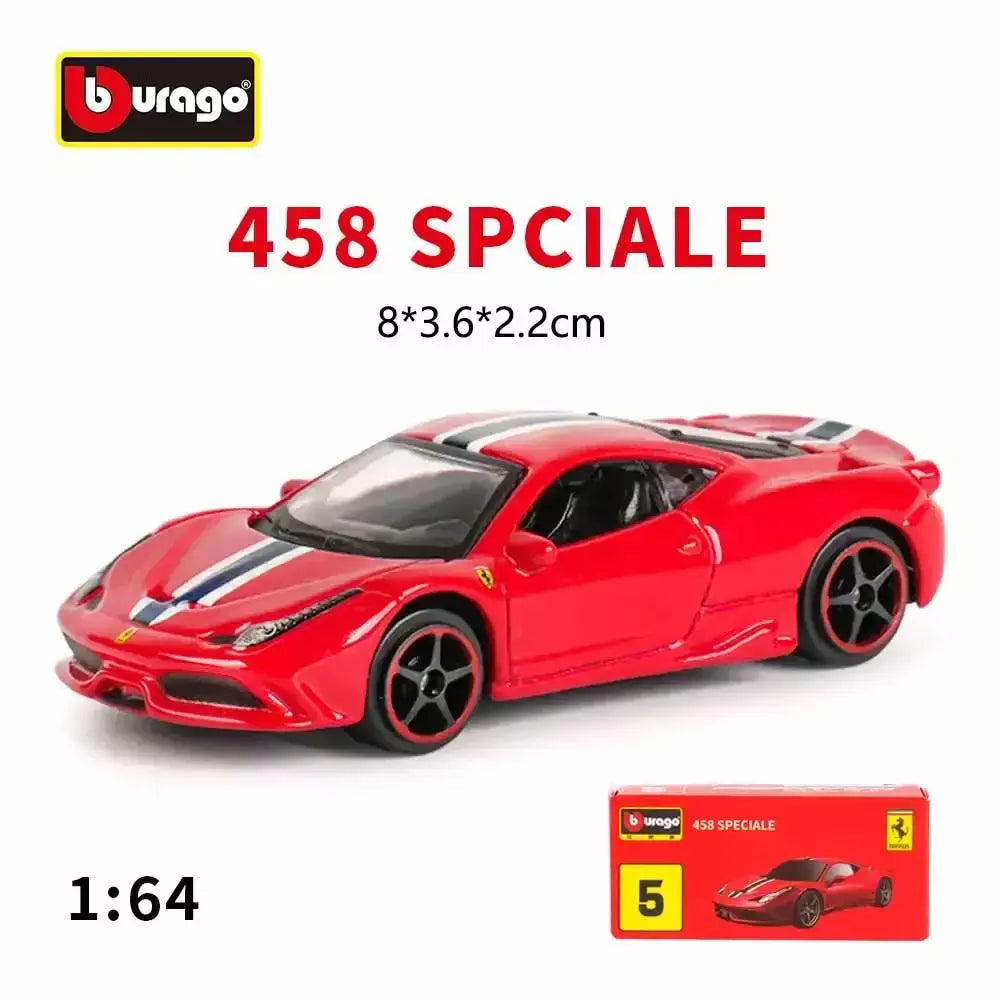 Coleção Ferrari Bburago 1:64 - modelos fundidos em liga LaFerrari 458 Enzo SF90, mini carros de simulação, conjunto de presente para adultos e crianças