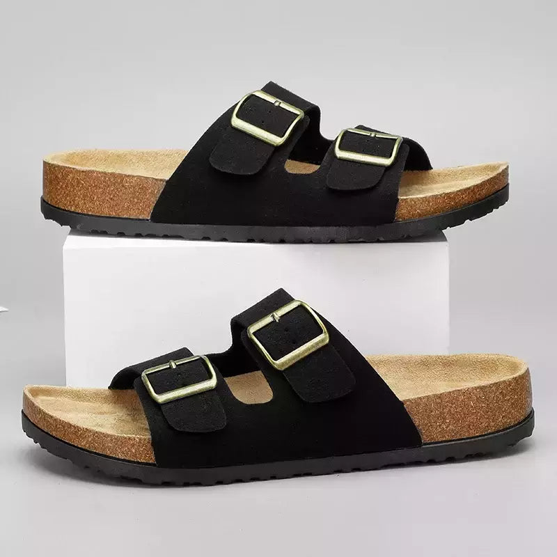 Sandálias masculinas de couro para praia, chinelo confortável, sapatos de marca original, verão 2022