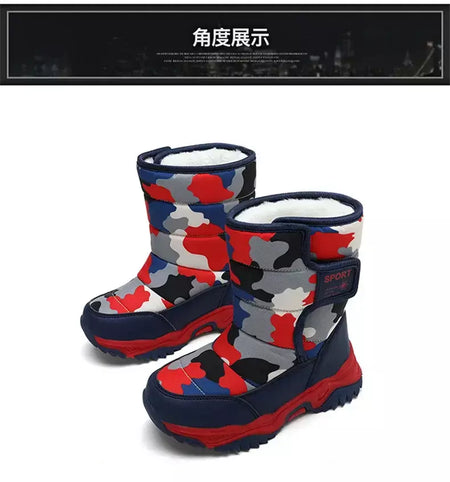 2023 inverno crianças sapatos de pelúcia tecido impermeável antiderrapante sapatos da menina sola de borracha botas de neve moda quente botas ao ar livre