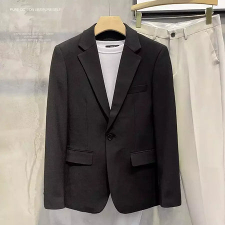 Blazer fino de negócios masculino, roupas estilo coreano, casaco casual, terno elegante, jaquetas marrons, de alta qualidade, 2024