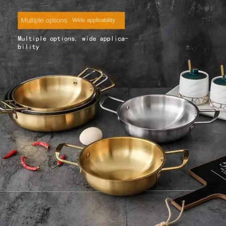 Panela de aço inoxidável panelas secas casa cozinhar frutos do mar pote arroz paella pan piquenique lanche placas panelas com alça para cozinha