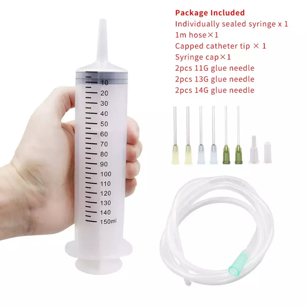 Seringas grandes de 100-550ml com tubo para seringas de plástico líquido com tampa de ponta para distribuição de cola, rega, recarga, alimentação