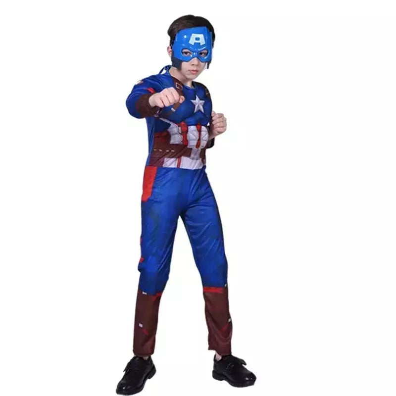 Capitão américa traje muscular super-herói capitão américa músculo cosplay macacão escudo halloween carnaval festa traje para criança