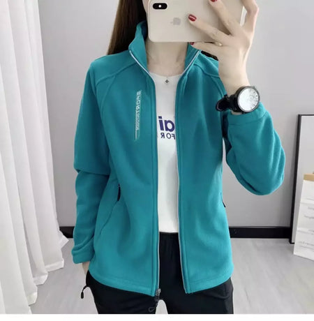 Casacos de lã tamanho grande para mulheres, cardigã quente, roupas esportivas casuais ao ar livre, caminhadas, jogging, ioga, jaquetas femininas, inverno, primavera