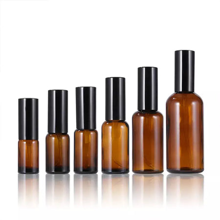 10/20/30 pces 10ml 15ml 20ml 30ml 50ml 100ml garrafa de pulverizador de vidro âmbar marrom loção bomba garrafa viagem perfume atomizador recarregável